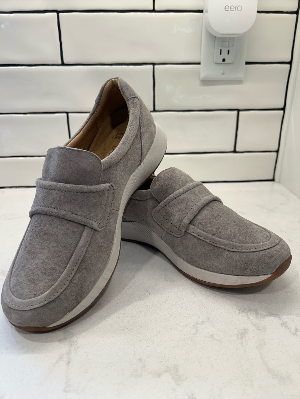Dansko Clementine Slip-On Suede Leather Sneaker Light Grey - Picture 12 of 14